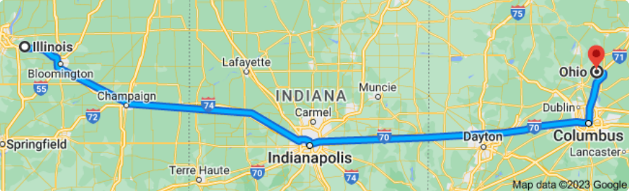 Illinois to Ohio Auto Transport Route