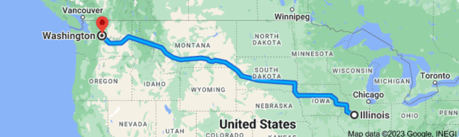 Illinois to Washington Auto Transport Route